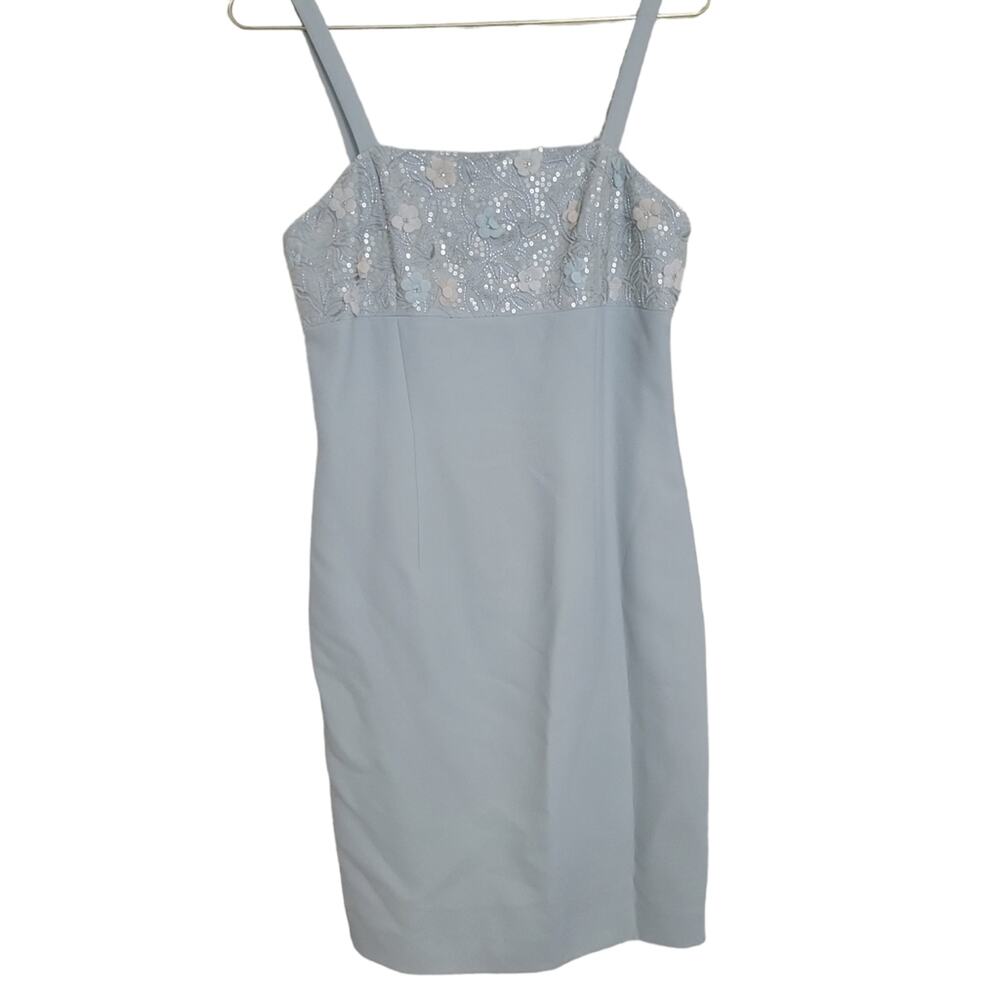 Albert Nipon Evening Vintage Dress Sz 8 Pastel Floral Sequin Sparkle Beaded
